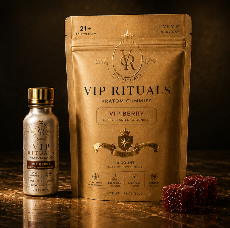 VIP Rituals Kratom Shot and Kratom Gummies, VIP Berry flavor